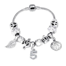 Load image into Gallery viewer, Silver Steel Crystal Charm Bracelet For Women - K