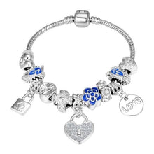 Load image into Gallery viewer, Silver Steel Crystal Charm Bracelet For Women - M