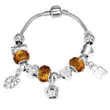 Load image into Gallery viewer, Silver Steel Crystal Charm Bracelet For Women - N