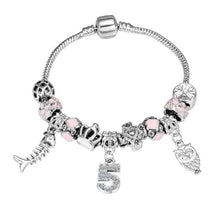 Load image into Gallery viewer, Silver Steel Crystal Charm Bracelet For Women - O