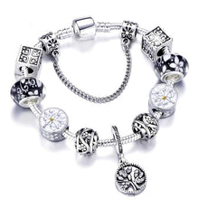 Load image into Gallery viewer, Silver Steel Dangling Charm Womens Bracelet - A / 18cm