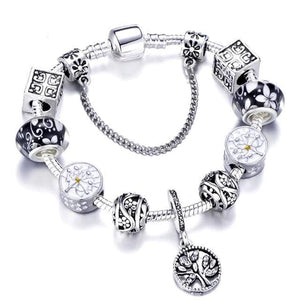 Silver Steel Dangling Charm Womens Bracelet - A / 18cm