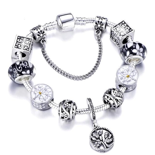 Silver Steel Dangling Charm Womens Bracelet - A / 18cm