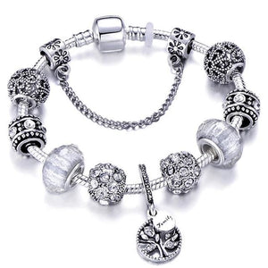 Silver Steel Dangling Charm Womens Bracelet - B / 18cm