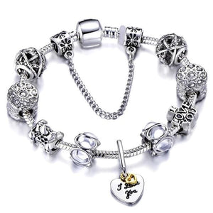 Silver Steel Dangling Charm Womens Bracelet - F / 18cm