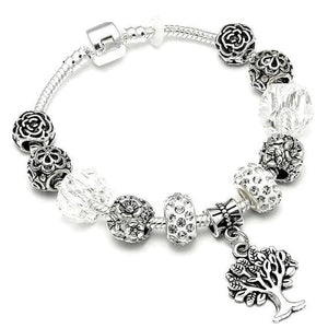 Silver Steel Dangling Charm Womens Bracelet - G / 18cm