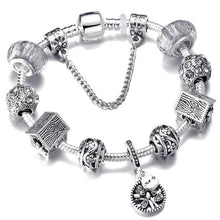 Load image into Gallery viewer, Silver Steel Dangling Charm Womens Bracelet - H / 18cm