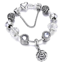 Load image into Gallery viewer, Silver Steel Dangling Charm Womens Bracelet - I / 18cm