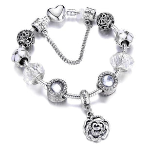 Silver Steel Dangling Charm Womens Bracelet - I / 18cm