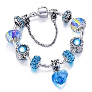 Silver Steel Dangling Charm Womens Bracelet - J / 18cm