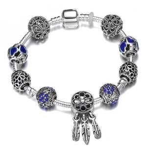 Silver Steel Dangling Charm Womens Bracelet