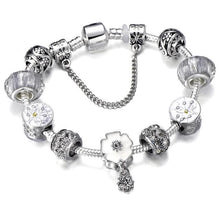 Load image into Gallery viewer, Silver Steel Dangling Charm Womens Bracelet