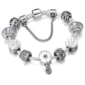 Silver Steel Dangling Charm Womens Bracelet