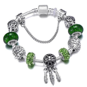 Silver Steel Dangling Charm Womens Bracelet