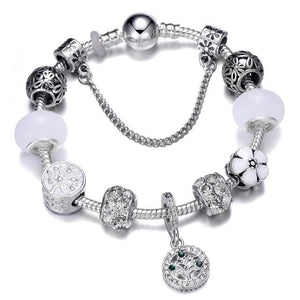 Silver Steel Dangling Charm Womens Bracelet