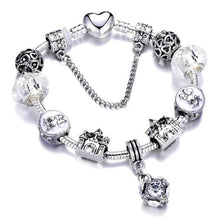 Load image into Gallery viewer, Silver Steel Dangling Charm Womens Bracelet