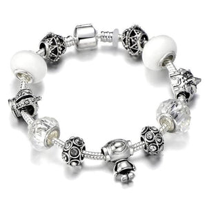 Silver Steel Dangling Charm Womens Bracelet