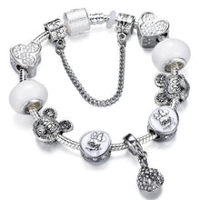 Load image into Gallery viewer, Silver Steel Dangling Charm Womens Bracelet