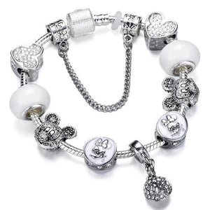 Silver Steel Dangling Charm Womens Bracelet