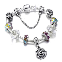 Load image into Gallery viewer, Silver Steel Dangling Charm Womens Bracelet