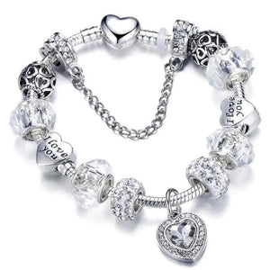 Silver Steel Dangling Charm Womens Bracelet