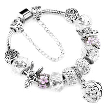 Load image into Gallery viewer, Silver Steel Dangling Charm Womens Bracelet