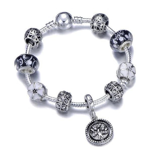 Silver Steel Dangling Charm Womens Bracelet