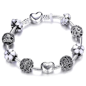 Silver Steel Dangling Charm Womens Bracelet - O / 18cm