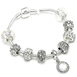 Silver Steel Dangling Charm Womens Bracelet - R / 18cm