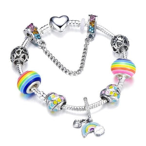 Silver Steel Dangling Charm Womens Bracelet - S / 18cm