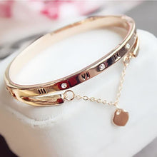 Load image into Gallery viewer, Slim Metallic Bangle Antique Bracelet for Women - Rose Gold / A