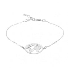 Load image into Gallery viewer, Travel World Map Bracelet for Women - Silver