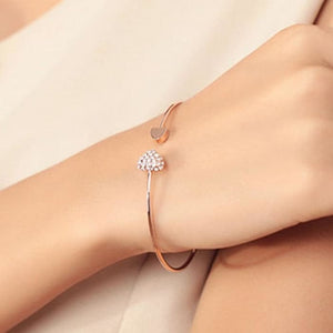 Ultra-slim Adjustable Heart Charm Bracelet for Women