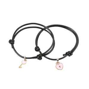 Ultra-slim Lovers Couple Key and Heart Bracelet for Men and Women