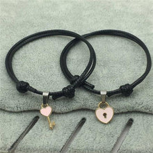 Load image into Gallery viewer, Ultra-slim Lovers Couple Key and Heart Bracelet for Men and Women - Pink