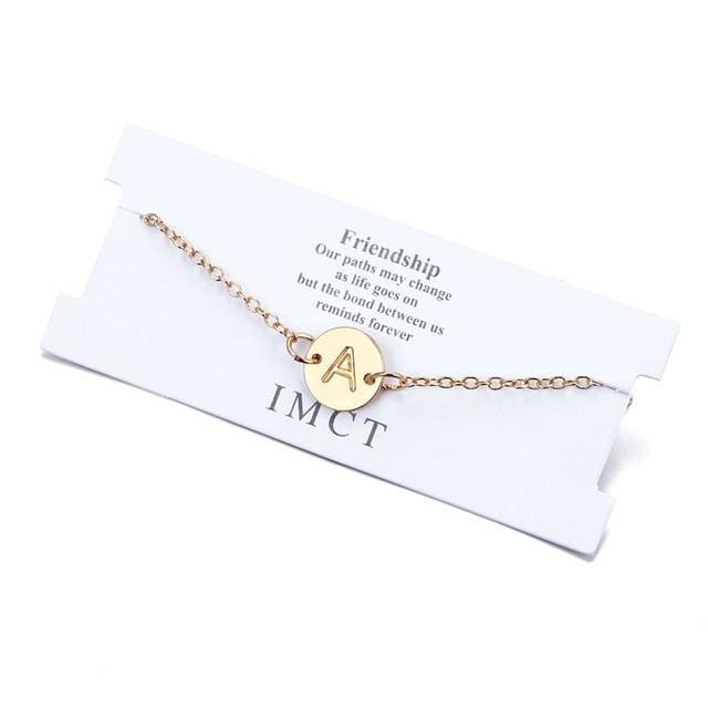 Ultra-slim One-letter Metallic Bracelet for Women - A