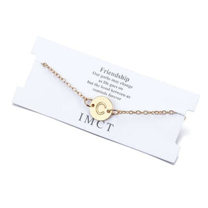 Ultra-slim One-letter Metallic Bracelet for Women - C