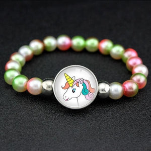 Unicorn and Flamingo Pearls Beads Bracelet for Women - A