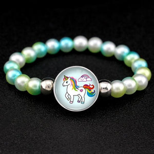 Unicorn and Flamingo Pearls Beads Bracelet for Women - E
