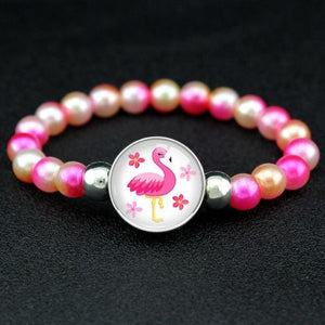 Unicorn and Flamingo Pearls Beads Bracelet for Women - F