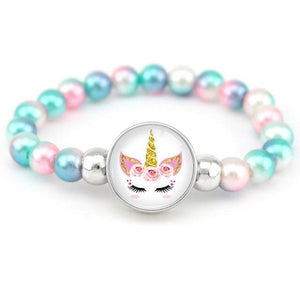 Unicorn and Flamingo Pearls Beads Bracelet for Women - K
