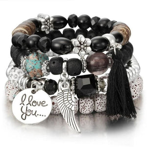 Vintage Crystal Bracelet Set for Women - A