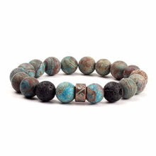 Load image into Gallery viewer, Volcanic Stone Beads Bracelet for Men and Women - Blue Stripe Stone