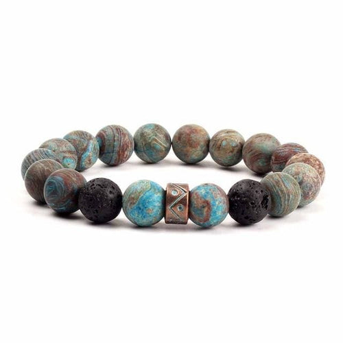 Volcanic Stone Beads Bracelet for Men and Women - Blue Stripe Stone