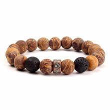 Load image into Gallery viewer, Volcanic Stone Beads Bracelet for Men and Women - Yellow Stripe Stone