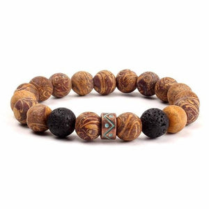 Volcanic Stone Beads Bracelet for Men and Women - Yellow Stripe Stone