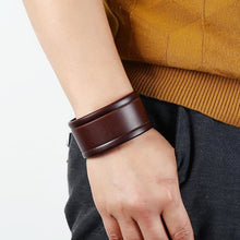 Load image into Gallery viewer, Wide Leather Unisex Bracelet