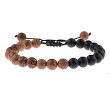 Load image into Gallery viewer, Wood and Onyx Pearls Beads Bracelet for Men and Women - A